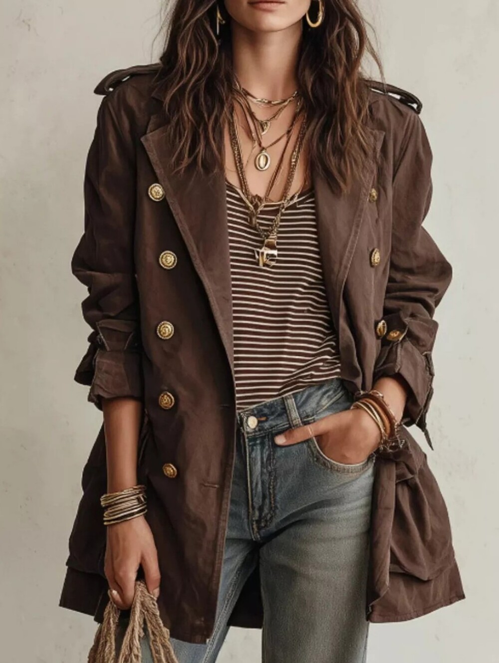 Double-Breasted Belt Trench Coat